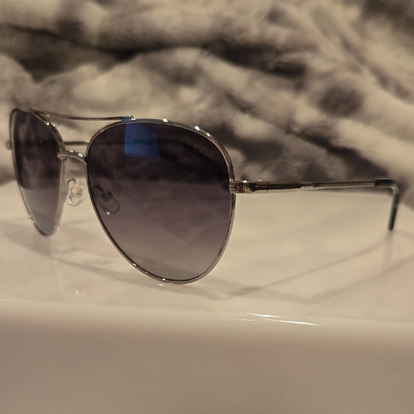 Banana Republic Silver Aviator Sunglasses Brand New In Case - Picture 2 of 15
